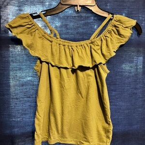 The Children's Place medium Ruffled Off-Shoulder Tank Top in Olive